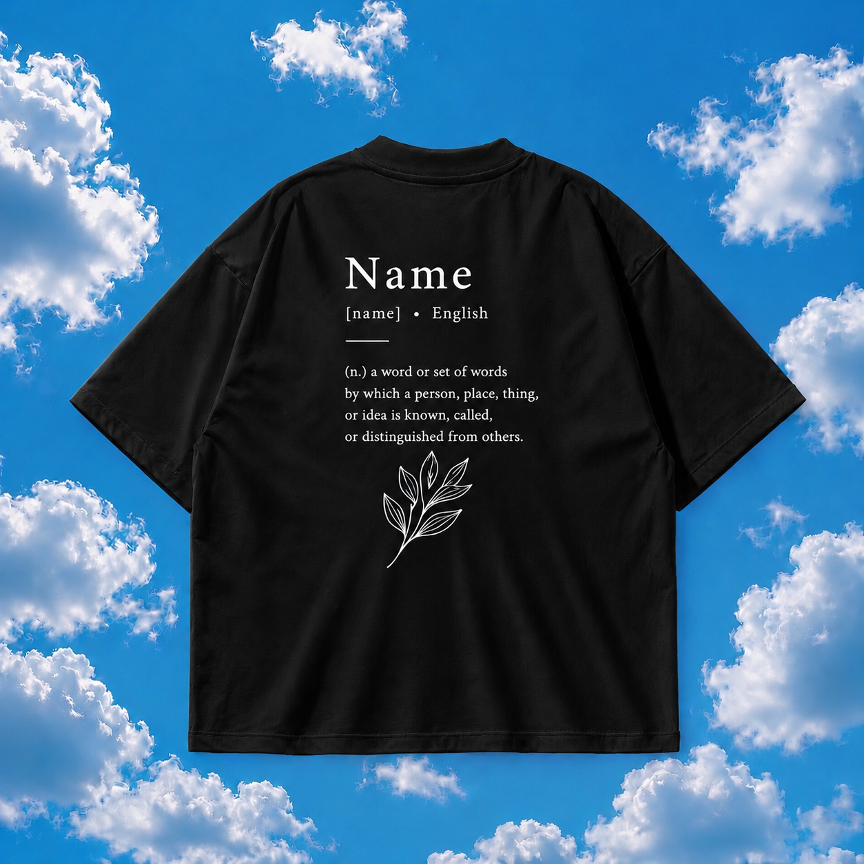 Custom Name & Meaning Black Oversized T-shirt