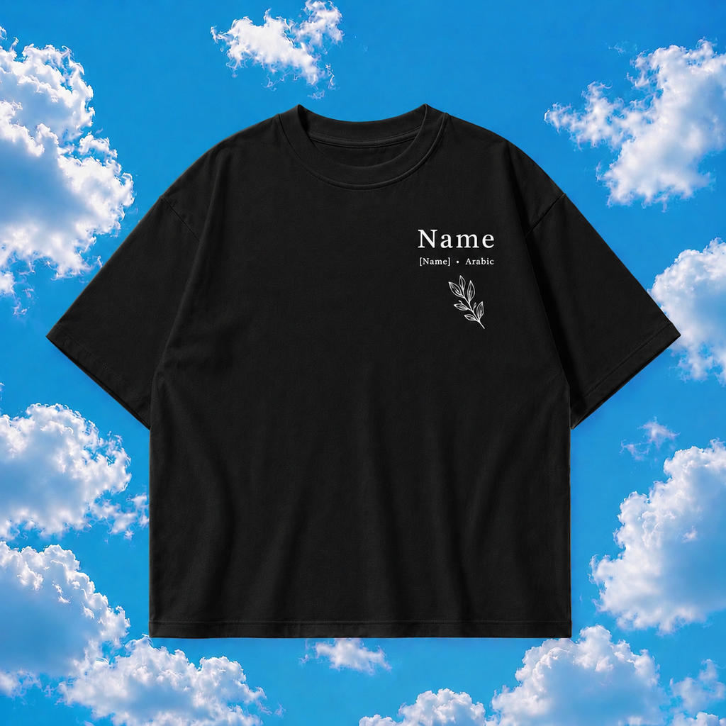 Custom Name & Meaning Black Oversized T-shirt