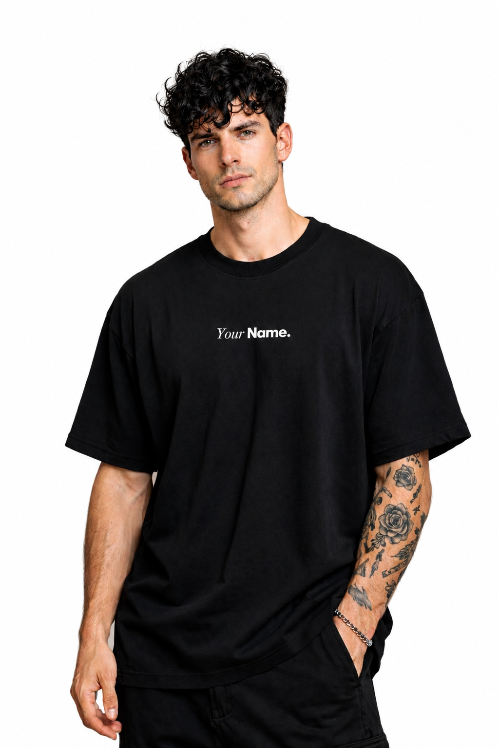 Customisable Black Oversized T-Shirt – Premium 220 GSM Cotton (Unisex)