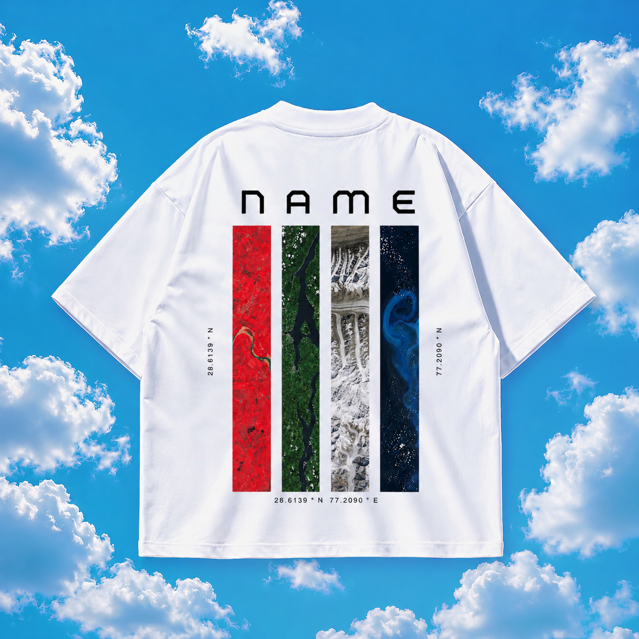Custom Name NASA Themed White Oversized T-shirt