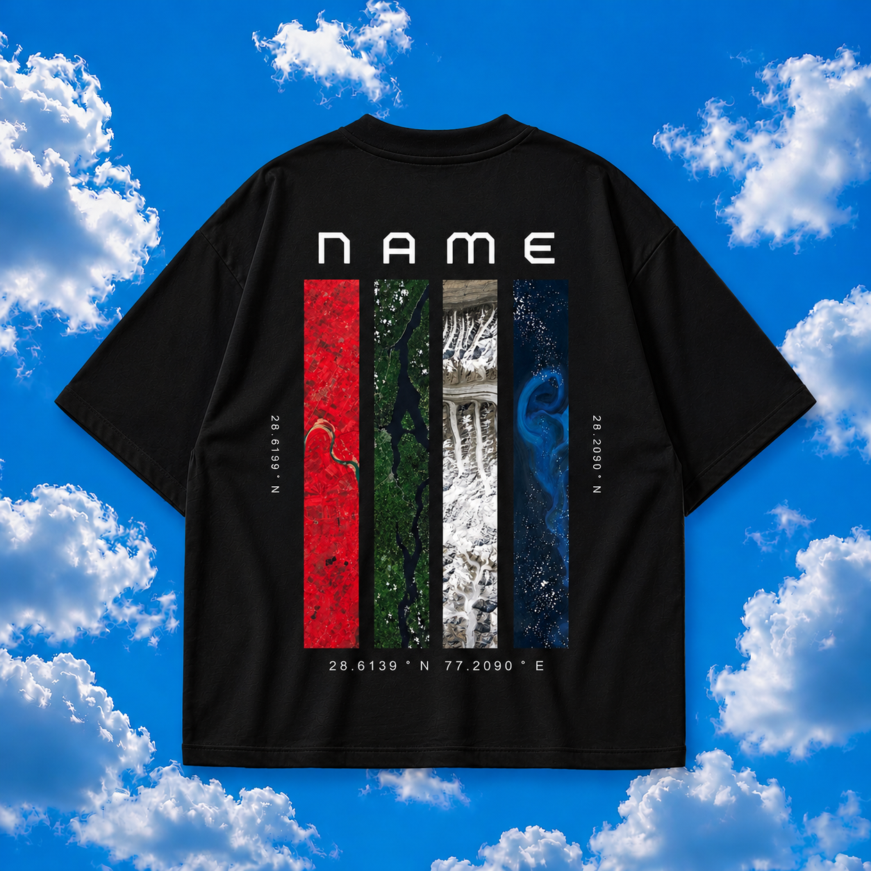 Custom NASA Landsat Name Couple Oversized T-shirts