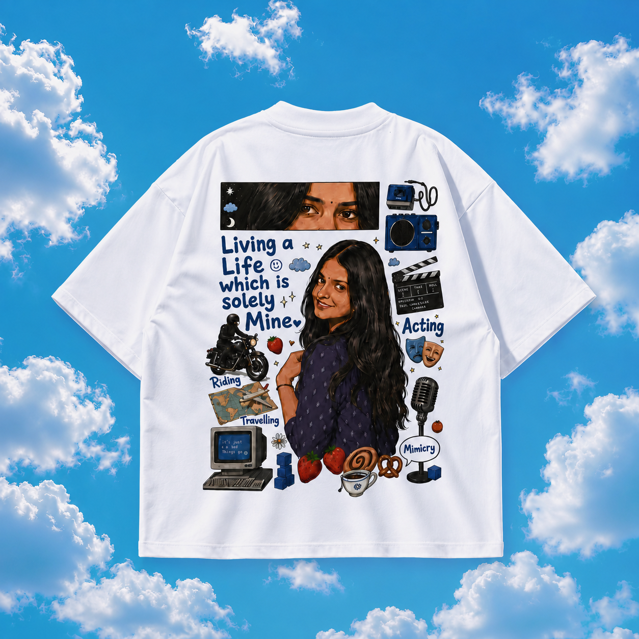 Custom Face White Oversized T-shirt