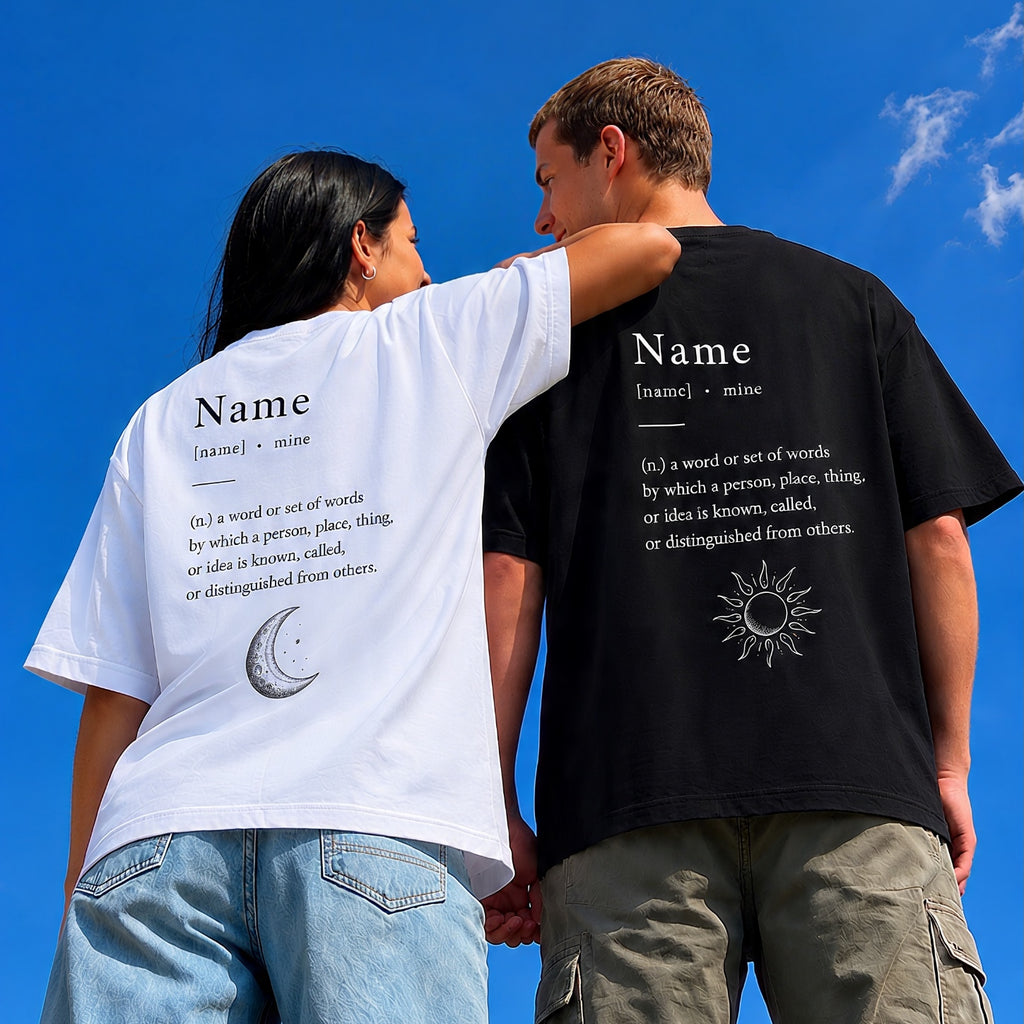 Custom Name & Meaning Couple Oversized T-shirts