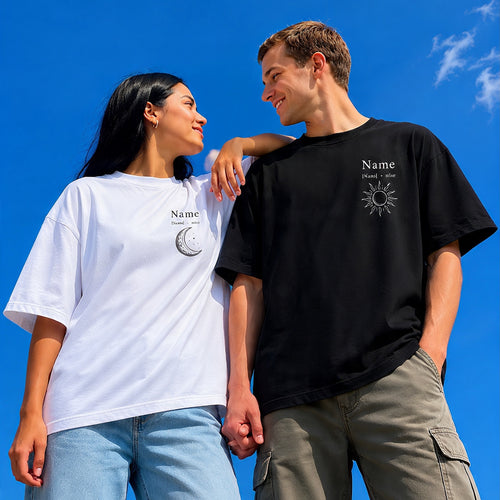 Custom Name & Meaning Couple Oversized T-shirts