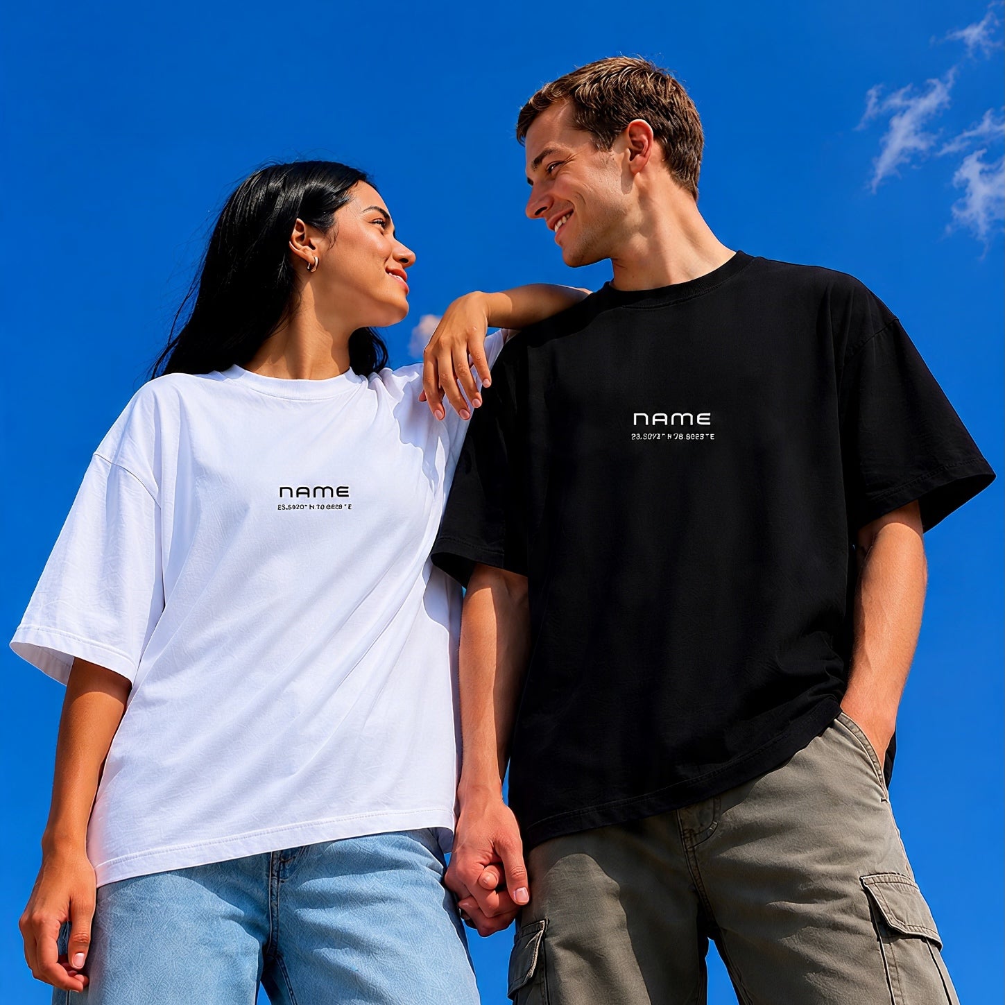 Custom NASA Landsat Name Couple Oversized T-shirts