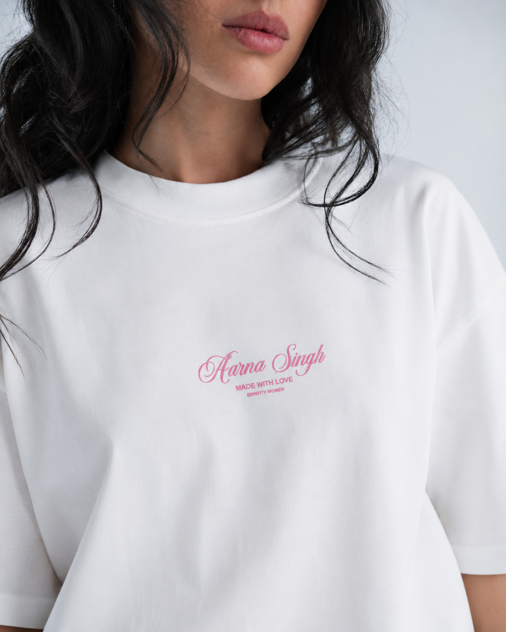 Customisable White Oversized T-shirt - Premium 220 GSM (Women)